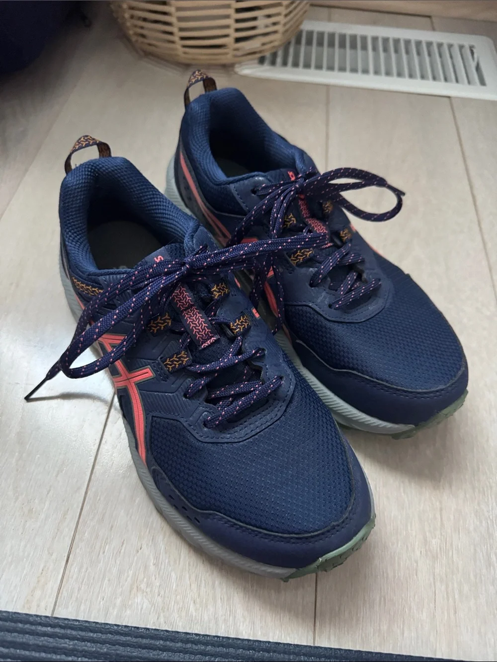 Asics Navy Sneakers with Coral Accents - Picture 2 of 10